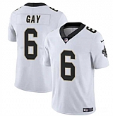 Men & Women & Youth New Orleans Saints #6 Willie Gay White Vapor Limited Football Stitched Jersey